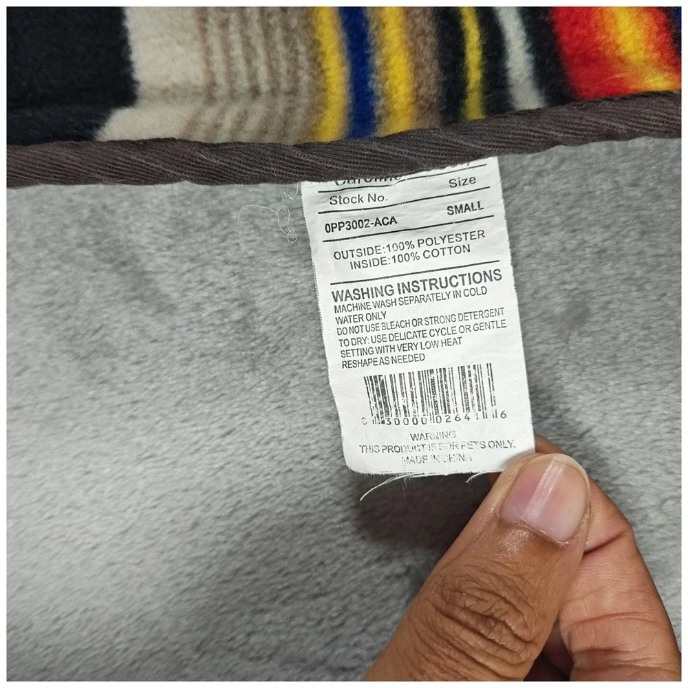 Pendleton Dog Coat Small Black Southwest Yakima Camp Stripe Quilted Fleece Vest